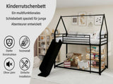 Stylish Metal Frame Loft Bed with Fun Slide & Safety Rails Space-Saving Design with Playful House W3987P506377