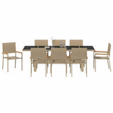 Garden Dining Set 9 pcs Beige Poly Rattan 3365416