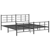 Metal Bed Frame without Mattress with Footboard Black 200x200cm 355586