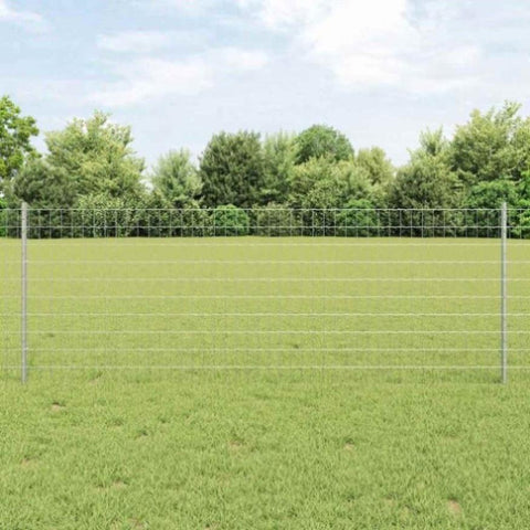 Fence with Posts Silver 0.8 x 25 m Steel 3336189