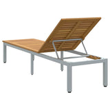 Sun lounger Reclining Grey 200 x 55 x 35cm Solid Acacia wood 4010621