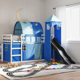 Bunk Bed without Mattress with Slide and Curtains Blue 90x190 cm Single 3284183
