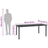 Outdoor Dining Table Anthracite 190x90x74 cm Steel 313088