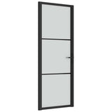 Interior Door 76x201.5 cm Black Matt Glass and Aluminium 350552