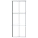 Sliding Door ESG Glass and Aluminium 76x205 cm Black 151011