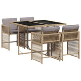 Garden Dining Set Mix Beige with Light Grey Cushions 3211620