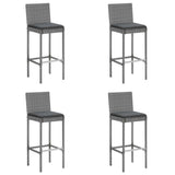 5 Piece Garden Bar Set with Cushions Grey Poly Rattan 3203940