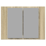 ZNTS LED Mirror Cabinet Sonoma Oak 60x12x45 cm Engineered Wood 849641