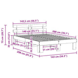 Bed Frame with Headboard Wax Brown 140 x 200 cm Solid Pine Wood 872442