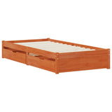 Bed Frame with Drawer with Storage Wax Brown Solid Pine Wood 3423811