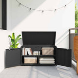 Garden Storage Cabinet Black 110x55x60.5 cm Poly Rattan 365567