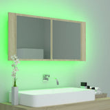 804983 LED Bathroom Mirror Cabinet Sonoma Oak 100x12x45 cm Acrylic