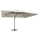 Cantilever Garden Parasol with LED Lights and Aluminium Pole 400x300 cm Sand 47004