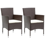 3 Piece Garden Dining Set Poly Rattan and Tempered Glass Brown 3095931