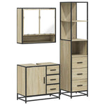 ZNTS 3 Piece Bathroom Furniture Set Sonoma Oak Engineered Wood 3301166