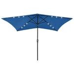 ZNTS Garden Parasol with LEDs and Steel Pole Azure Blue 2x3 m 313793