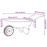 Wheelbarrow Silver and Black 133 x 62.5 x 58 cm Steel 42007975