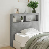 Headboard Cabinet with LED Concrete Grey 100x17x102 cm 839185