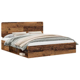 Bed Frame with Headboard Old Wood 200 x 200 cm Solid Pine Wood 3412450