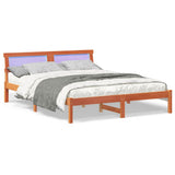 Bed Frame with Headboard Wax Brown 160 x 200 cm Solid Pine Wood 872814