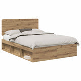 Bed Frame Artisian Oak 140 x 190 cm Solid Pine Wood 3412496