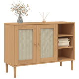 Sideboard SENJA Rattan Look Brown 112x40x80cm Solid Wood Pine 358028