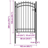Fence Gate with Spikes Steel 100x150 cm Black 146380