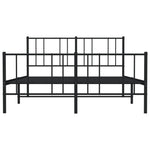 ZNTS Metal Bed Frame without Mattress with Footboard Black 120x200cm 352496