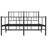 ZNTS Metal Bed Frame without Mattress with Footboard Black 120x200cm 352496