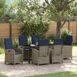 Garden Dining Set with Cushion 7 pcs Grey Poly Rattan 3380355