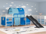 Kids'Loft Bed Frame White and Blue 100 x 190 cm Metal 42020861