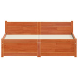 Bed Frame Wax Brown 205.5 x 125.5 x 51 cm Solid Pine Wood 870145