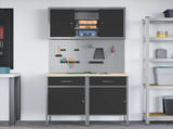 Work Cabinet Set 6 pcs Black Steel and Engineered Wood 3321418