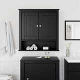 Bathroom Wall Cabinet Black Solid pine wood, engineered wood, metal 358551
