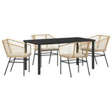 Garden Dining Set 5 pcs Brown Poly Rattan 3380914