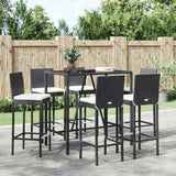 7 Piece Garden Bar Set with Cushions Black Poly Rattan 3203921