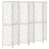 Room Divider 6 Panels White Solid Wood Paulownia 358746