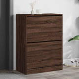 Shoe Cabinet with 2 Flip-Drawers Brown Oak 80x42x108 cm 3214405