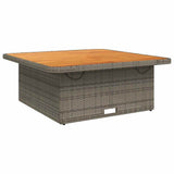 Garden Table Grey 110x110x71 cm Poly Rattan and Acacia Wood 368273