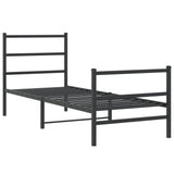 Metal Bed Frame without Mattress with Footboard Black 80x200cm 355374