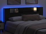 Headboard Cabinet with LED Black Oak 160 x 16.5 x 103.5 cm 8006570