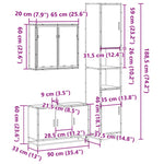 ZNTS 3 Piece Bathroom Furniture Set Brown Oak Engineered Wood 3301074