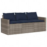 2 Piece Garden Dining Set with Cushions Grey Poly Rattan 366335