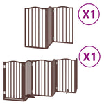Dog Gate with Door Foldable 9 Panels Brown 450 cm Poplar Wood 3155606