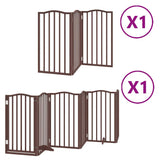 Dog Gate with Door Foldable 9 Panels Brown 450 cm Poplar Wood 3155606