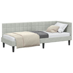 Corner Bed Frame with Headboard Light grey 80 x 200 cm Velvet 42016408