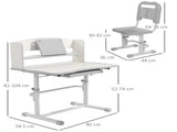 Height Adjustable Kids Study Table and Chair Set, with Drawer, Storage Shelf, 80 x 54.5 x 104 cm, T3398P379038
