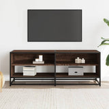 TV Cabinet Brown Oak 120.5x40x46 cm Engineered Wood and Metal 848893