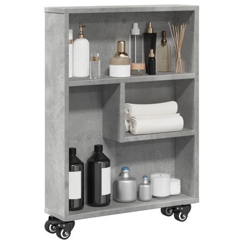 ZNTS Narrow Storage Trolley Concrete Grey 48x13x68 cm Engineered Wood 855226