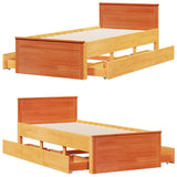 Bed Frame without Mattress with Headboard Wax Brown 100x200 cm Solid Wood Pine 3308773
